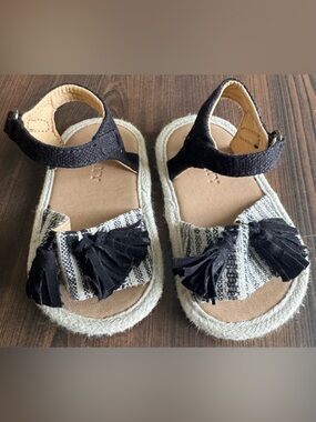 Black and Cream infant Tassel Sandals